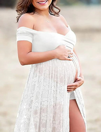 Рокли за бременни Рокли с голямо разцепване Секси Дълга рокля за снимане без гръб Рокля за бременни снимки Реквизит за снимки на бременни Макси рокля