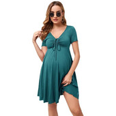 Rasedate kleit suvine vabaaja rasedatele lühikeste varrukatega V-kaelusega kleit Vestidos rasedusriided