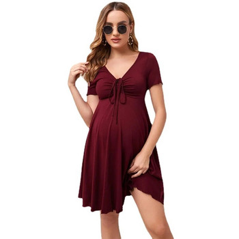 Φόρεμα εγκυμοσύνης Καλοκαιρινό καθημερινό φόρεμα εγκύων με κοντό μανίκι V-λαιμόκοψη Vestidos Ρούχα εγκυμοσύνης