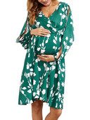 Ziedu kleitas grūtniecēm Grūtnieču drēbes V kakla izgriezumam Vasaras ikdienas pludmales māsu kleita Grūtnieces kleita zīdīšanai ar augstu jostasvietu