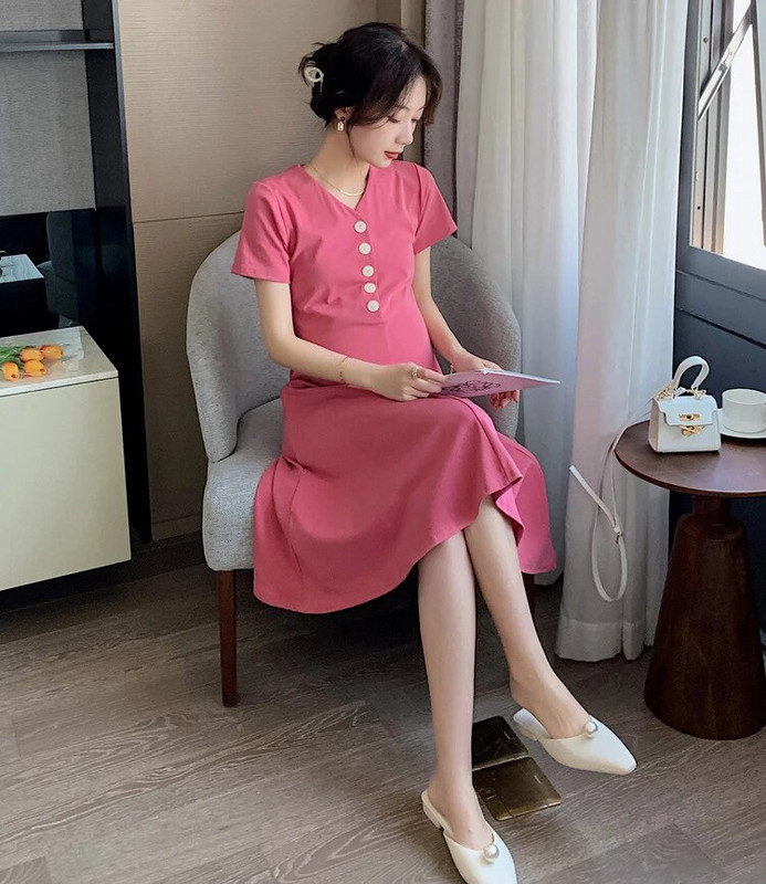 Φορέματα εγκυμοσύνης με κουμπί Μαύρα έγκυες γυναίκες Casual ρούχα γραφείου Καλοκαιρινό Γυναικείο Plus μέγεθος Φόρεμα εγκυμοσύνης Αποφοίτηση