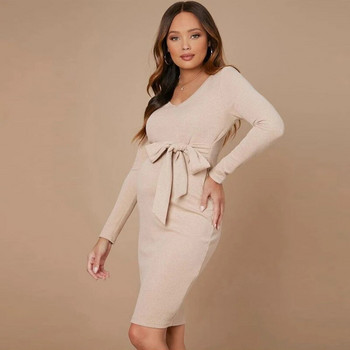 Φθινοπωρινό μακρυμάνικο φόρεμα έγκυο Μακρύ φόρεμα εγκυμοσύνης για baby showers