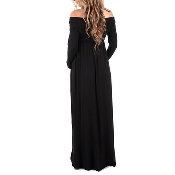 Μακρύ φόρεμα εγκυμοσύνης Γυναικείο βολάν Stretch μακρύ μανίκι Maxi Dress Off Shoulder Ρούχα εγκυμοσύνης για έγκυες γυναίκες 2023