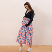 Rudens mode Sieviešu Grūtnieču Apģērbs Grūtnieču Maxi Kleita Kokvilnas garām piedurknēm ar ziedu apdruku, raibs grūtniecības kleita