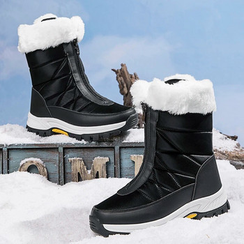 Χειμερινές γυναικείες μπότες χιονιού Αντιολισθητικές αδιάβροχες γυναίκες εξωτερικού χώρου Γυναικείες μπότες θερμότητας Botas Mujer με φερμουάρ Γυναικείες βαμβακερές μπότες συν μέγεθος 42