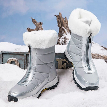 Χειμερινές γυναικείες μπότες χιονιού Αντιολισθητικές αδιάβροχες γυναίκες εξωτερικού χώρου Γυναικείες μπότες θερμότητας Botas Mujer με φερμουάρ Γυναικείες βαμβακερές μπότες συν μέγεθος 42