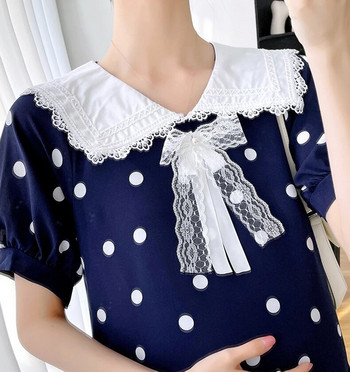 Καλοκαιρινή κορεατική μόδα μακρύ φόρεμα εγκυμοσύνης Κομψό A Line Ρούχα για Έγκυες Γλυκά πουά Εγκυμοσύνη
