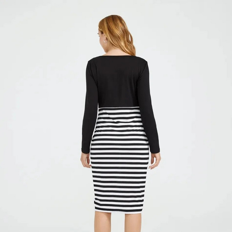 S-3XL Πιτζάμα εγκυμοσύνης Ρούχα εγκύων κοντά μανίκια ριγέ φόρεμα θηλασμού εγκυμοσύνης