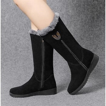 Ζεστές ψηλές μπότες Γυναικείες 2022 Νέα χειμερινά παπούτσια Γυναικεία φλατ Μόδα Gladiator Μοτοσικλέτα βελούδινα μποτάκια Suede Fur Zapatos Mujer
