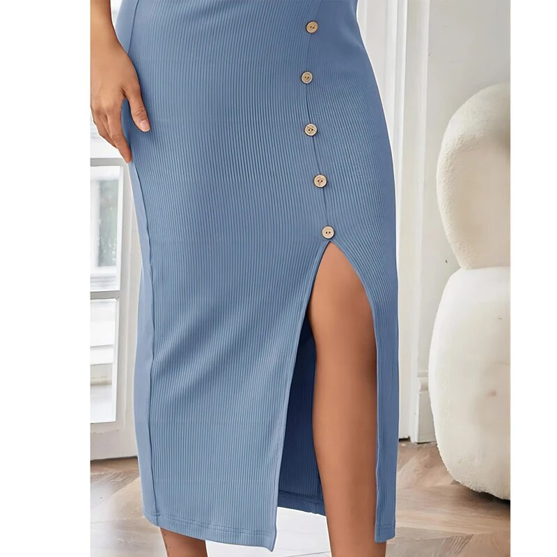 Ženska trudnička haljina, ležerna plava haljina s v-izrezom i naramenicama bez rukava za trudnice