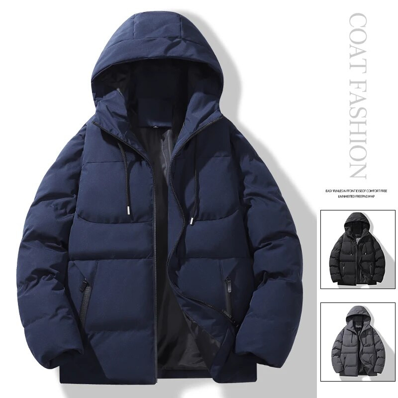 UETEEY Winter αντιανεμικό Warm Men Down Jacket Thicken Outdoor Solid Casual Loose Parkas Life Hooded Windbreaker Street Coat Αντρικό