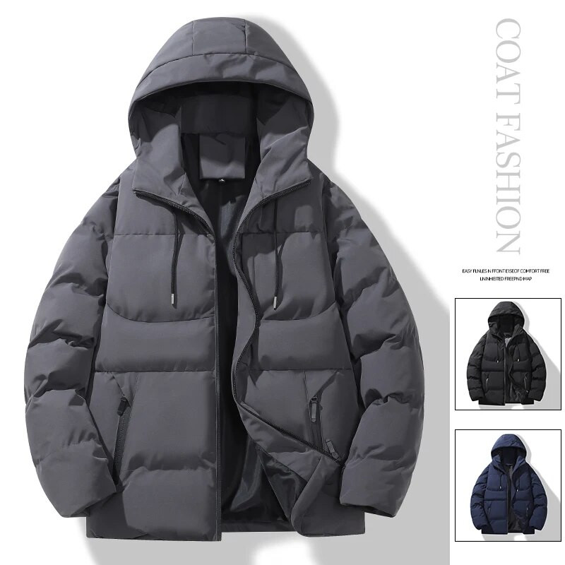 UETEEY Winter αντιανεμικό Warm Men Down Jacket Thicken Outdoor Solid Casual Loose Parkas Life Hooded Windbreaker Street Coat Αντρικό