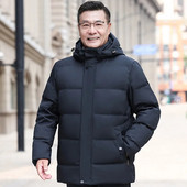 Pusmūža vīriešu dūnu jaka ar ziemas kapuci, 2023. gada jauns zīmols ikdienas biezs, silts balts pīļu dūnu mētelis vīriešiem, melns parks, augstas kvalitātes