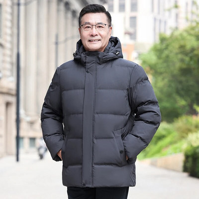 Pusmūža vīriešu dūnu jaka ar ziemas kapuci, 2023. gada jauns zīmols ikdienas biezs, silts balts pīļu dūnu mētelis vīriešiem, melns parks, augstas kvalitātes