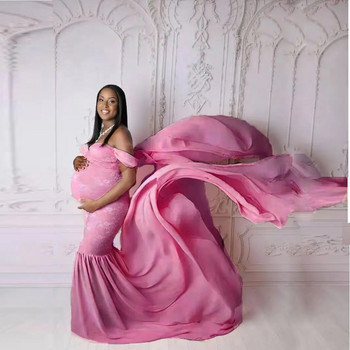 Baby shower φόρεμα Σέξι φορέματα εγκυμοσύνης για φωτογράφιση φόρεμα εγκυμοσύνης Photography Prop Maxi gown φορέματα για έγκυες γυναίκες