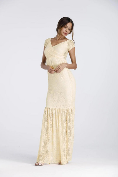 vasarinė suknelė nėščiosioms Nėščioms nėrinių trumpomis rankovėmis suknelės trumpomis rankovėmis, skirtos fotosesijai Nėščioms