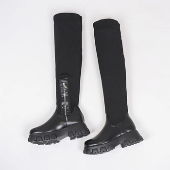 Shark Lock Wedge Boots Πλατφόρμα Γυναικεία παπούτσια Zapatos Para Mujeres Λευκό Μαύρο Ροζ Δερμάτινο Μποτάκι με φερμουάρ Botas Mujer