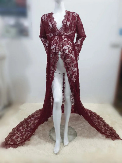 Λευκά σέξι φορέματα φωτογραφίας εγκυμοσύνης Δαντελένιο φανταχτερό φόρεμα εγκυμοσύνης μακρυά φόρεμα εγκυμοσύνης για έγκυες φωτογραφίες