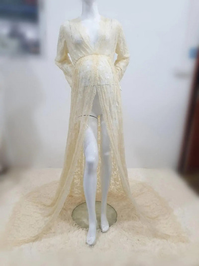 Λευκά σέξι φορέματα φωτογραφίας εγκυμοσύνης Δαντελένιο φανταχτερό φόρεμα εγκυμοσύνης μακρυά φόρεμα εγκυμοσύνης για έγκυες φωτογραφίες