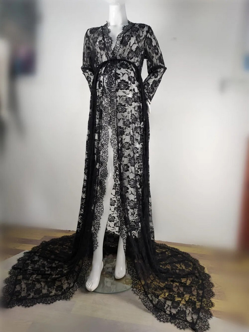 Λευκά σέξι φορέματα φωτογραφίας εγκυμοσύνης Δαντελένιο φανταχτερό φόρεμα εγκυμοσύνης μακρυά φόρεμα εγκυμοσύνης για έγκυες φωτογραφίες