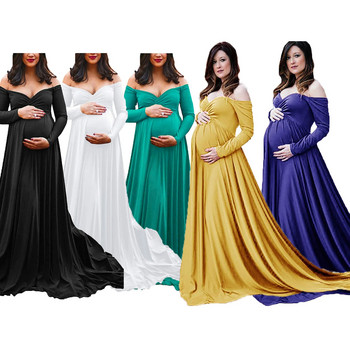 Рокли за бременни с дълга опашка за фотосесия Подпори за фотография за бременни Макси рокли за бременни жени Рокля за бременни