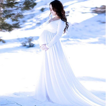 Рокли за бременни с дълга опашка за фотосесия Подпори за фотография за бременни Макси рокли за бременни жени Рокля за бременни