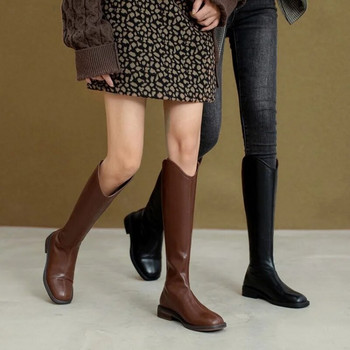 Дамски ботуши до коляното  Дамски ботуши Есенни и зимни кадифени западни ботуши Готически обувки
