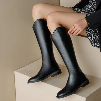 Γυναικείες μπότες μέχρι το γόνατο  από φυσικό δέρμα Γυναικεία μποτάκια φθινοπώρου και χειμώνα Velvet Western Boots Goth Shoes