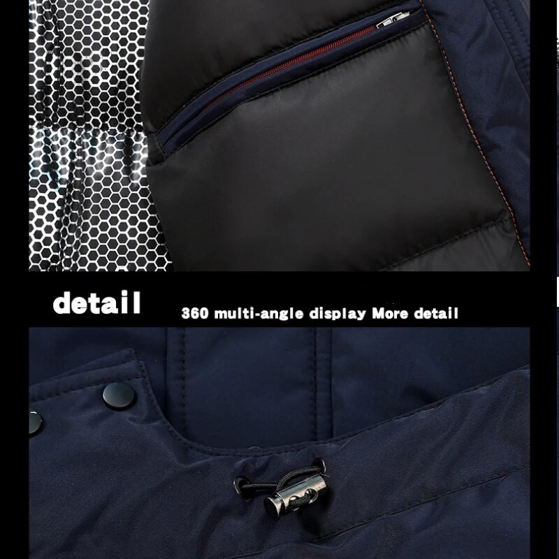 Žieminiai stori parkai Vyriški – 20 laipsnių antienos pūkiniai daugiasluoksniai kišeniniai striukė su gobtuvu, laisvalaikio laisvas šiltas lauko paltas L-4XL vyriškas