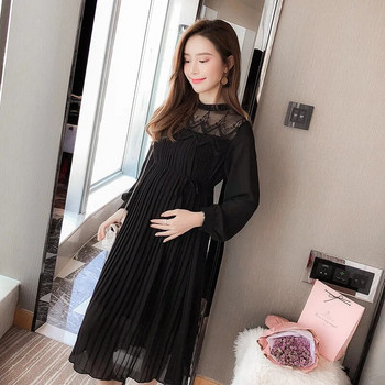 Нови модни рокли за бременни Пролет Есен Дълги рокли за бременни жени Ежедневни дрехи за бременни Големи размери