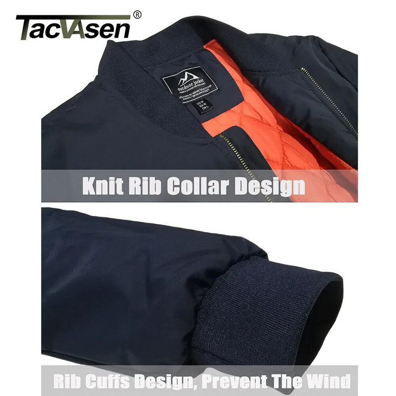 TACVASEN Zimske podstavljene bomber jakne Outwear Muška retro pilotska jakna Kaput Ležerne bejzbol jakne Sveučilišne jakne Ulična odjeća