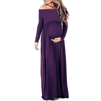 Φόρεμα εγκυμοσύνης χωρίς ώμους Φόρεμα μακρυμάνικο φόρεμα εγκυμοσύνης Maxi φόρεμα εγκυμοσύνης για έγκυες φωτογραφίσεις