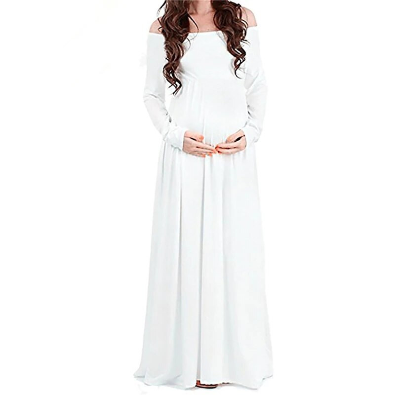 Õlgadeta rasedate fotograafia rekvisiidid kleidid pikkade varrukatega raseduskleit Maxi raseduskleit rasedatele fotosessioonid