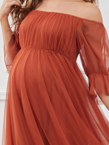 Рокля за снимки за бременни с отворени рамене за бременни Женска вечерна рокля от тюл Дълга рокля за снимки на бременност Дамска рокля за снимки