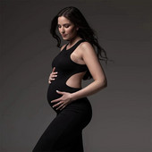 Rasedate kleidid fotosessiooniks Seksikad väljalõigatud küljed lahtiselt rasedus Maxi kleit Babyshower peo fotograafia rasedatele riided