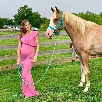 Рокли за бременни без рамене за фотосесия 2019 с волани за бременни жени Макси рокля за бременни за бременни Реквизит за фотография