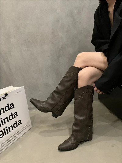 Naiste kingad 2023 Kvaliteetsed libistatavad naiste saapad Moodsad needipeosaapad Naiste seksikas terava ninaga põlvedeni saapad Zapatos