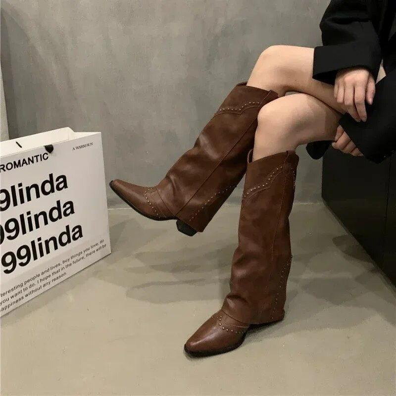 Naiste kingad 2023 Kvaliteetsed libistatavad naiste saapad Moodsad needipeosaapad Naiste seksikas terava ninaga põlvedeni saapad Zapatos