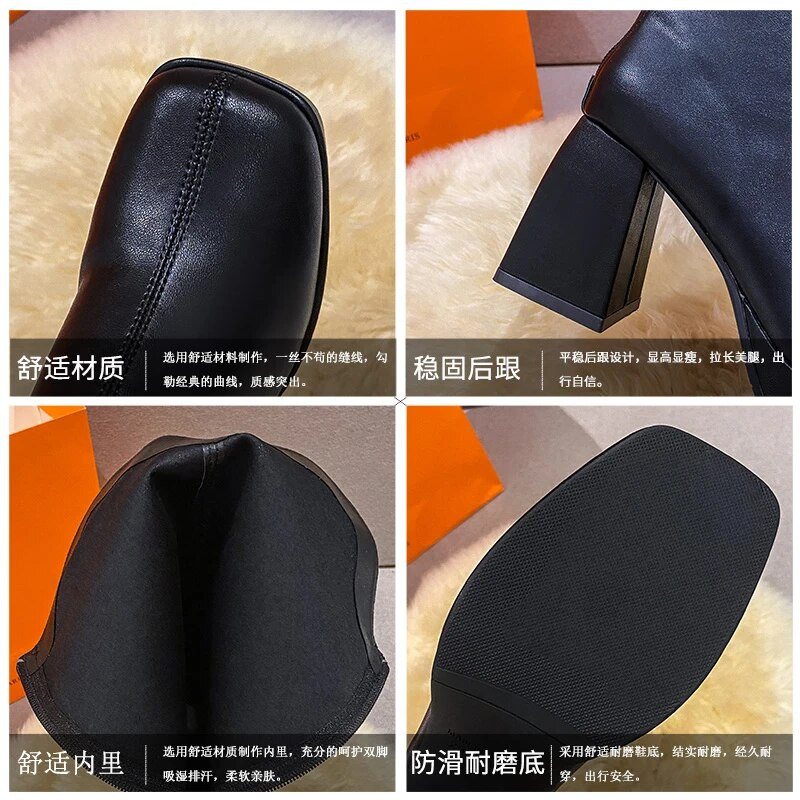 Γυναικεία παπούτσια 2023 Χειμερινές γυναικείες μπότες μόδας Τετράγωνο μπεζ Μπεζ μακριές μπότες Πλατφόρμα ψηλά μπότες γόνατο Άνετες ψηλοτάκουνες μπότες