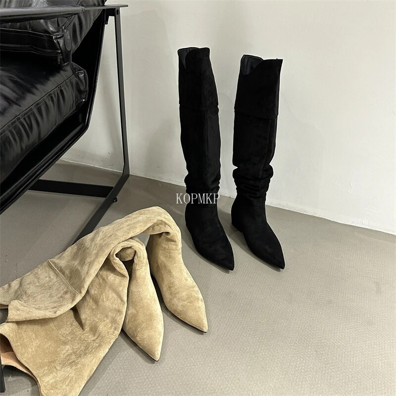 Talvine hubane terava varbaga naine, põlvedeni saapad, kontsakingad Kauboid naistele kingad Botas De Mujer socofy chaussures naiste gooti