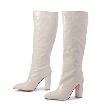 2023 г. Буни ботуши с остри пръсти над коляното Модел на личи Ботуши с висок ток Модни ботуши от подиума Botas Altas Mujer