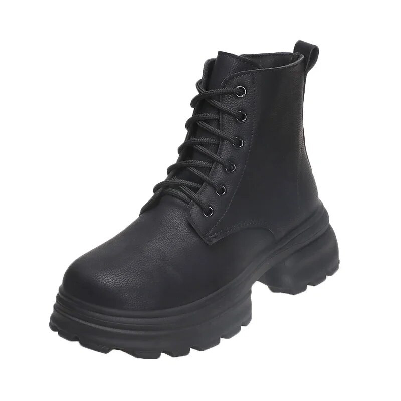 Ženske cipele 2023. Nove osnovne gležnjače Ženske čizme Platforma Moderne čizme Ženske cipele na vezanje s okruglim prstima i bočnim patentnim zatvaračem na četvrtastu petu Ženske