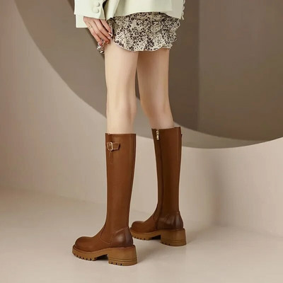 Nove čizme Ženske 2022 Jesen Zima Čizme s platformom Zatvarač Long Was High Jednostavne čizme Modne motociklističke čizme Botas Mujer