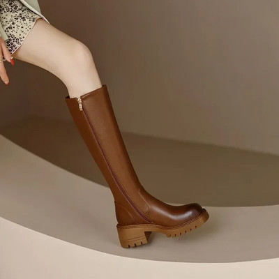 Nove čizme Ženske 2022 Jesen Zima Čizme s platformom Zatvarač Long Was High Jednostavne čizme Modne motociklističke čizme Botas Mujer