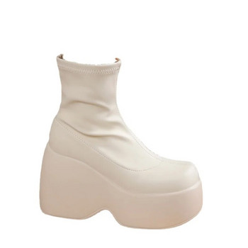 Wedge μπότες για γυναίκες 2023 Φθινοπωρινές γοτθικές γυναικείες μπότες Κλασική πλατφόρμα με στρογγυλά δάχτυλα Ψηλοτάκουνα μποτάκια πανκ πάρτι Χειμερινά παπούτσια