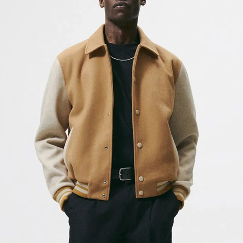 IEFB Φθινοπωρινό χειμωνιάτικο ανδρικό μπουφάν Casual Pilot Μάλλινο παλτό 2023 American Fashion Μονό στήθος Loose αρσενικά μπλουζάκια συνονθύλευμα