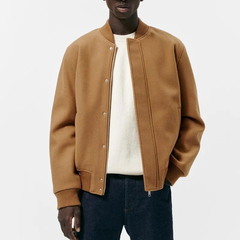 IEFB Φθινοπωρινό χειμωνιάτικο ανδρικό μπουφάν Casual Pilot Μάλλινο παλτό 2023 American Fashion Μονό στήθος Loose αρσενικά μπλουζάκια συνονθύλευμα