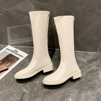 Ботуши Дамски обувки Есенни луксозни дизайнерски ботуши - Дамски ботуши с кръгли пръсти Секси бедра Високи токчета Високи секси модни 2022 г. Дамски нисък среден прасец