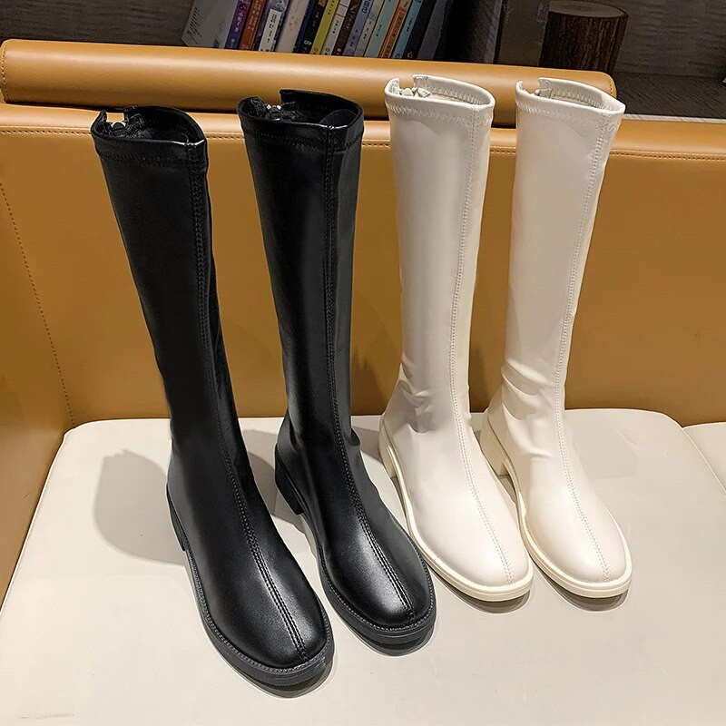 Μπότες Γυναικείες Παπούτσια Φθινοπωρινές μπότες πολυτελείας σχεδιαστών-Γυναικείες στρογγυλές σέξι ψηλοτάκουνες γόβες στο μηρό