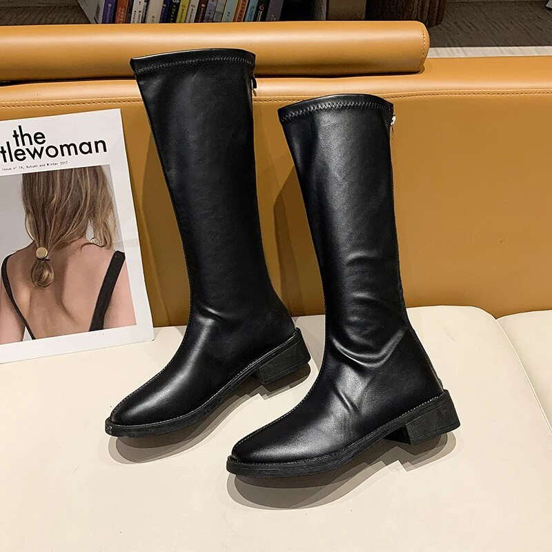 Μπότες Γυναικείες Παπούτσια Φθινοπωρινές μπότες πολυτελείας σχεδιαστών-Γυναικείες στρογγυλές σέξι ψηλοτάκουνες γόβες στο μηρό